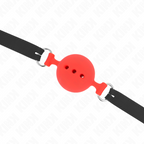 KINK - GABARD EN SILICONE INTENSIF 55 x 2 CM AVEC BOULE DE 5 CM TAILLE L ROUGE RÉGLABLE 35-51 CM