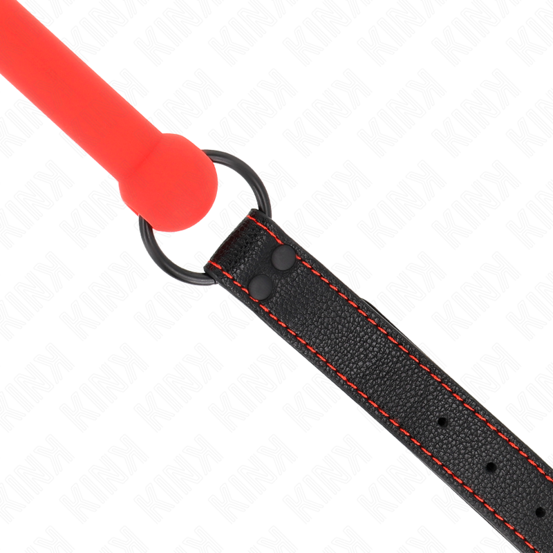 KINK - BÂILLON EN OS AVEC SANGLE RÉGLABLE EN SIMILI CUIR ROUGE 41-57 CM