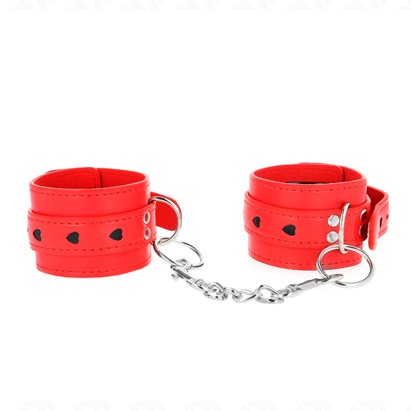KINK - BRACELET ROUGE AVEC INSCRIPTION EN FORME DE CŒUR NOIR, AJUSTABLE 21-28 CM X 5,5 CM
