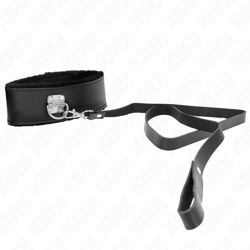 KINK - Collier ceinture de 116 cm avec bracelet ajustable en cuir noir 40-48 cm x 6 cm