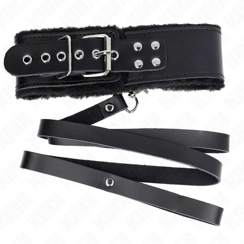 KINK - Collier ceinture de 116 cm avec bracelet ajustable en cuir noir 40-48 cm x 6 cm