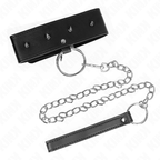 Collier KINK - 65 cm avec laisse cloutée argentée, modèle 2, réglable de 36 à 43 cm x 5 cm