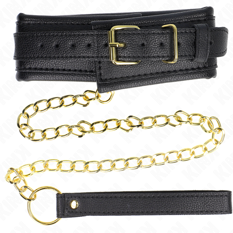 KINK - COLLIER AVEC BRACELET EN SIMILI CUIR ÉCRÉMÉ MODÈLE 1 RÉGLABLE 37-54 CM X 3 CM