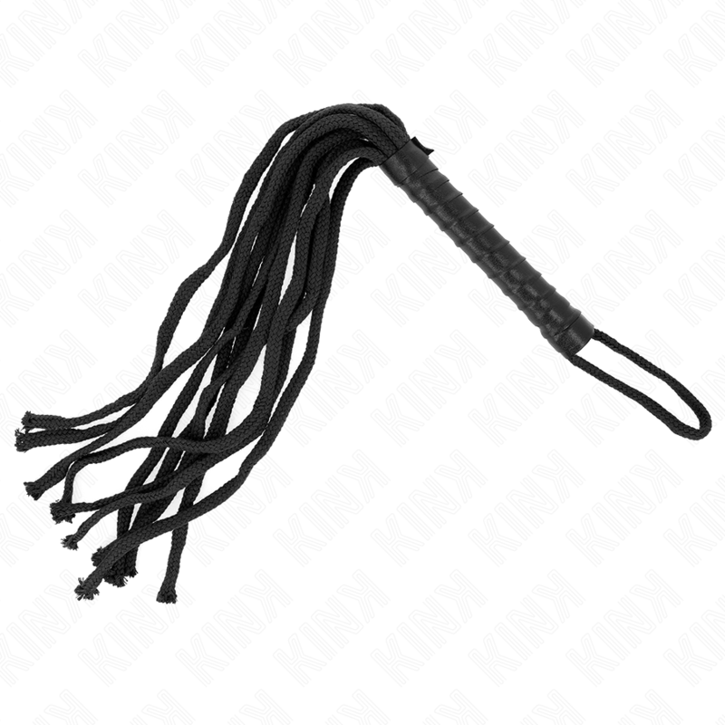 KINK - FOUET EN CORDE NOIRE 56 CM