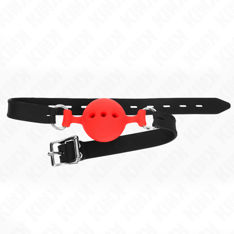 KINK - GABARD EN SILICONE 100% 55 x 2 CM AVEC BOULE DE 4,5 CM TAILLE M ROUGE AJUSTABLE 35-51 CM