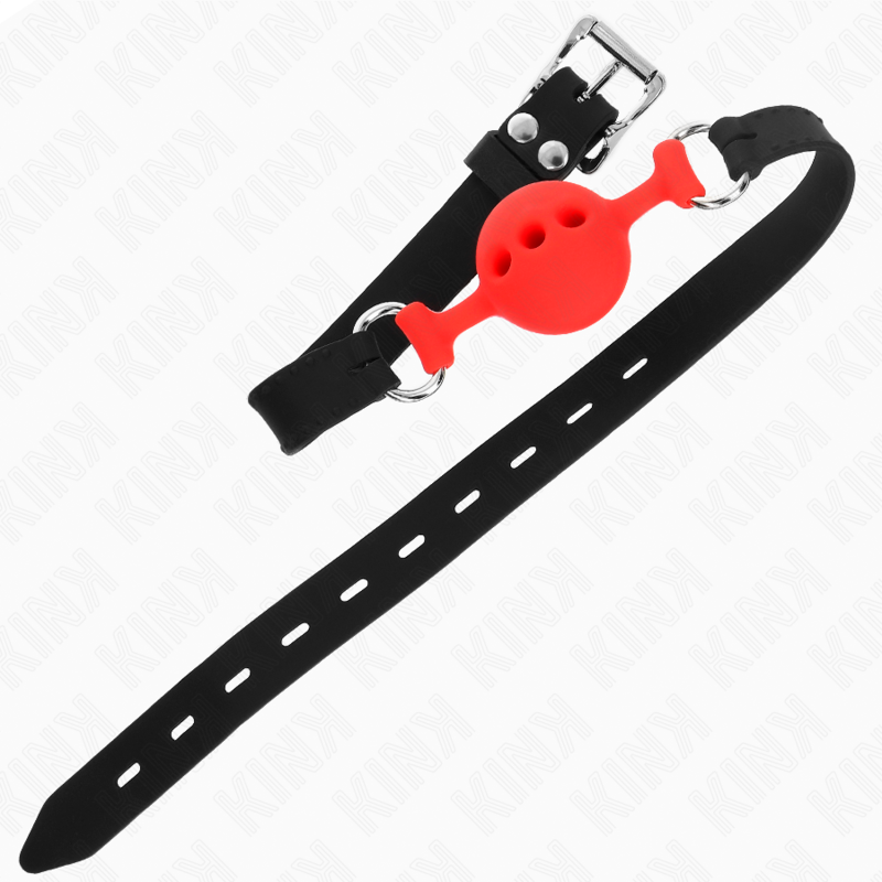 KINK - GABARD EN SILICONE INTENSIF 55 x 2 CM AVEC BOULE DE 4 CM TAILLE S ROUGE RÉGLABLE 35-51 CM