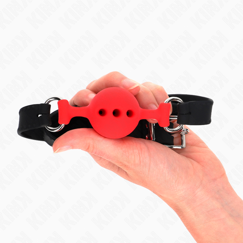 KINK - GABARD EN SILICONE INTENSIF 55 x 2 CM AVEC BOULE DE 4 CM TAILLE S ROUGE RÉGLABLE 35-51 CM