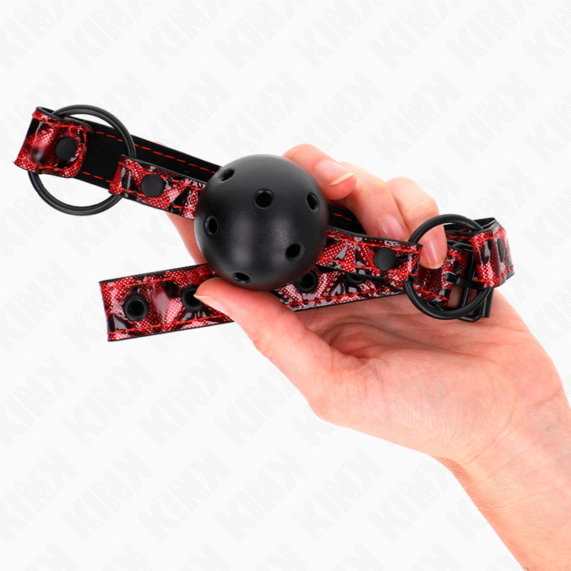 Bâillon boule à motif diamant KINK - Modèle 2, 4,5 cm, réglable de 42 à 60 cm