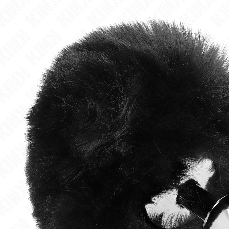 KINK - Bouchon en acier inoxydable 7 x 3 cm avec queue de lapin en fausse fourrure noire 8 cm