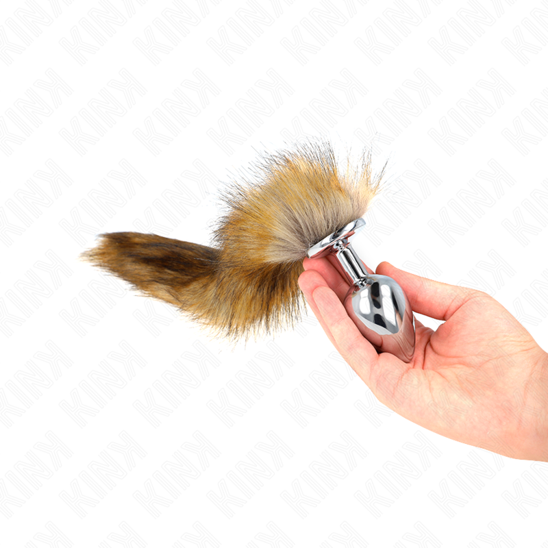 KINK - PLUG ANAL TAILLE L 10 X 4 CM AVEC QUEUE SYNTHÉTIQUE MARRON DE 40 CM