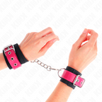 KINK - Bracelet de résistance en nylon noir avec ceinture en similicuir rose framboise, ajustable de 19 à 29 cm x 5,1 cm