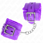 KINK - Poignets rembourrés en fourrure violette à trous carrés et ceinture ajustable violette 17-29 cm x 6 cm