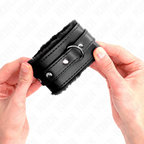 KINK - Bracelet de résistance premium doublé de fourrure noire avec ceinture noire ajustable 17-29 cm x 6 cm