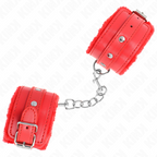 KINK - REPOSE-POIGNON PREMIUM REMBOURRÉ EN FOURRURE ROUGE AVEC CEINTURE ROUGE RÉGLABLE 17-29CM X 6CM
