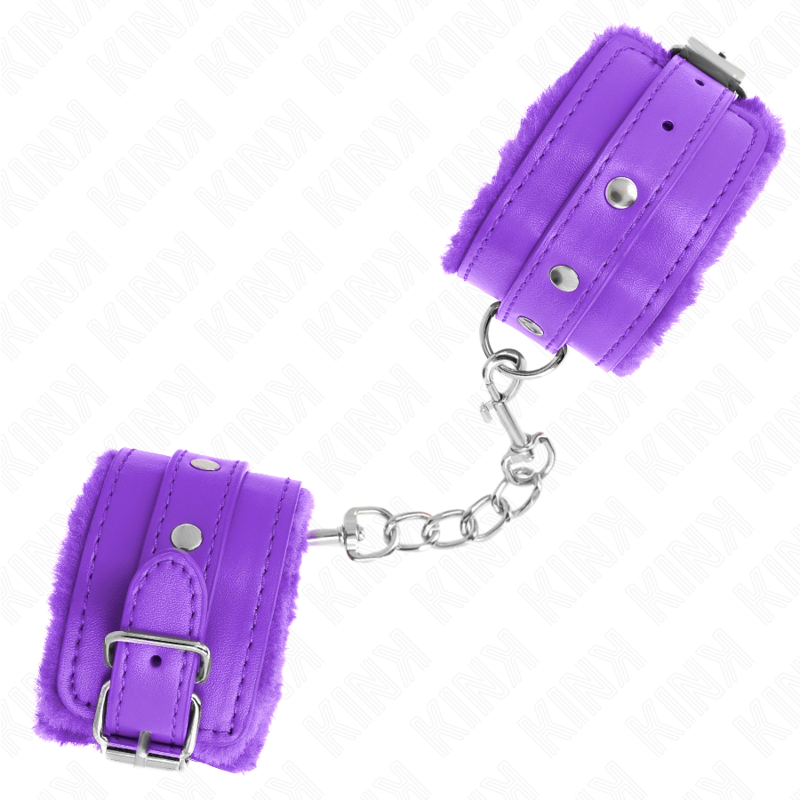 KINK - REPOSE-POIGNON PREMIUM REMBOURRÉ EN FOURRURE VIOLETTE AVEC CEINTURE VIOLETTE RÉGLABLE 17-29 CM X 6 CM
