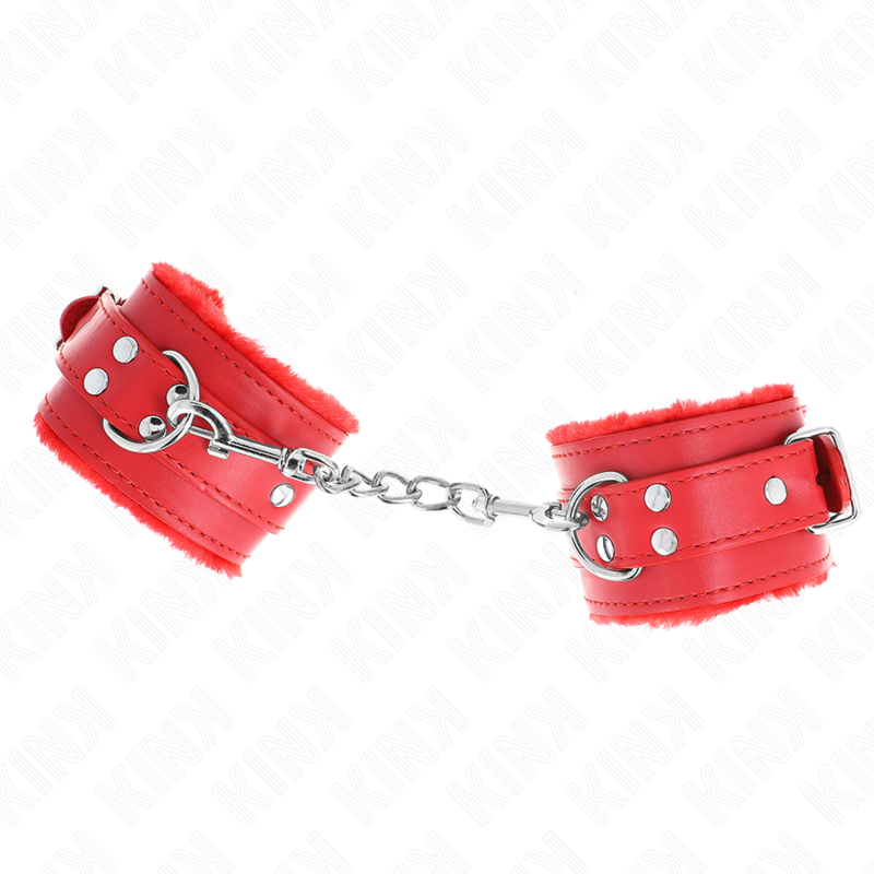 KINK - Bracelet de résistance rembourré en fourrure rouge avec ceinture rouge ajustable 17-29 cm x 6 cm