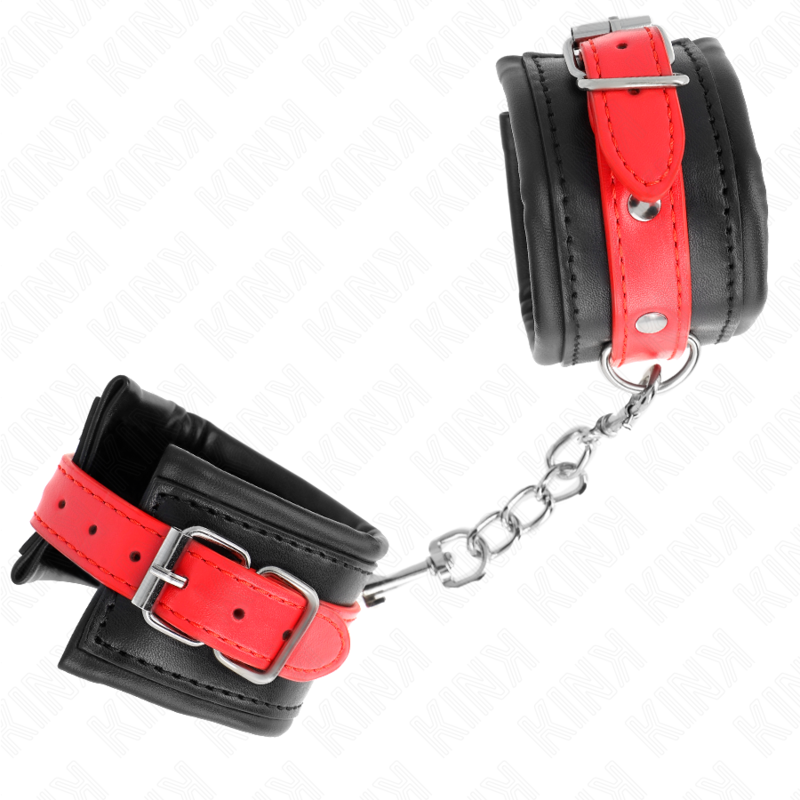 KINK - BRACELET DE RÉSISTANCE NOIR AVEC COURROIE ROUGE RÉGLABLE 17-28 CM X 6 CM