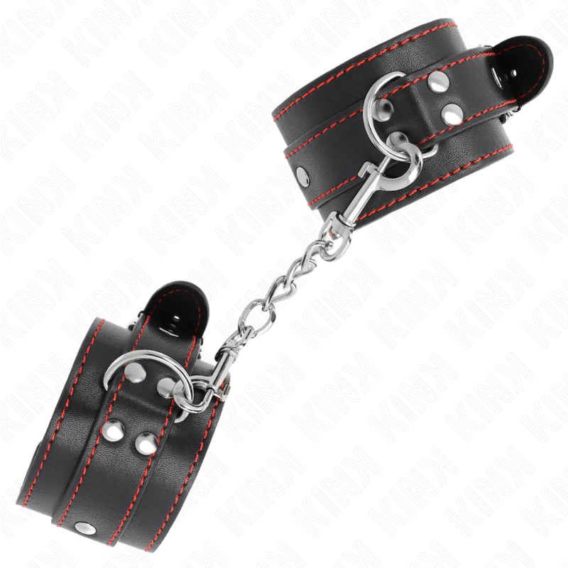 KINK - BRACELET DE RÉSISTANCE NOIR AVEC DOUBLURE ROUGE, RÉGLABLE 20-28 CM X 5,5 CM