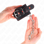 KINK - BRACELET NOIR AVEC INSCRIPTION EN FORME DE CŒUR ROUGE, RÉGLABLE 21-28 CM X 5,5 CM