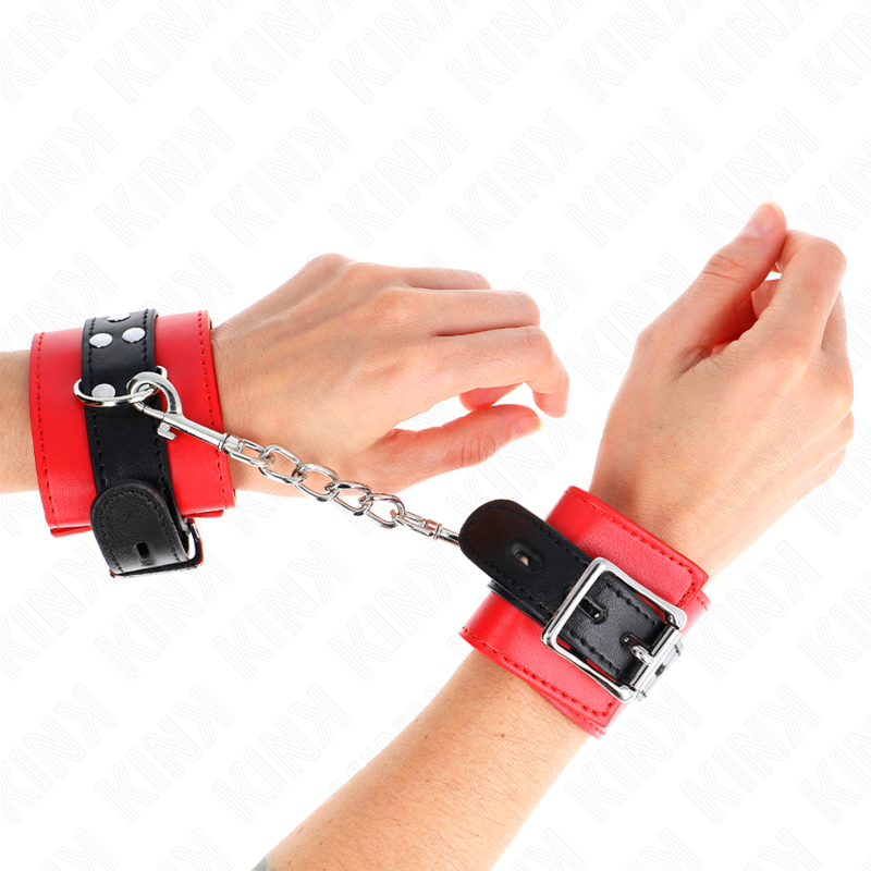 KINK - BRACELET DE RÉSISTANCE ROUGE AVEC COURROIE NOIRE RÉGLABLE 17-28 CM X 6 CM