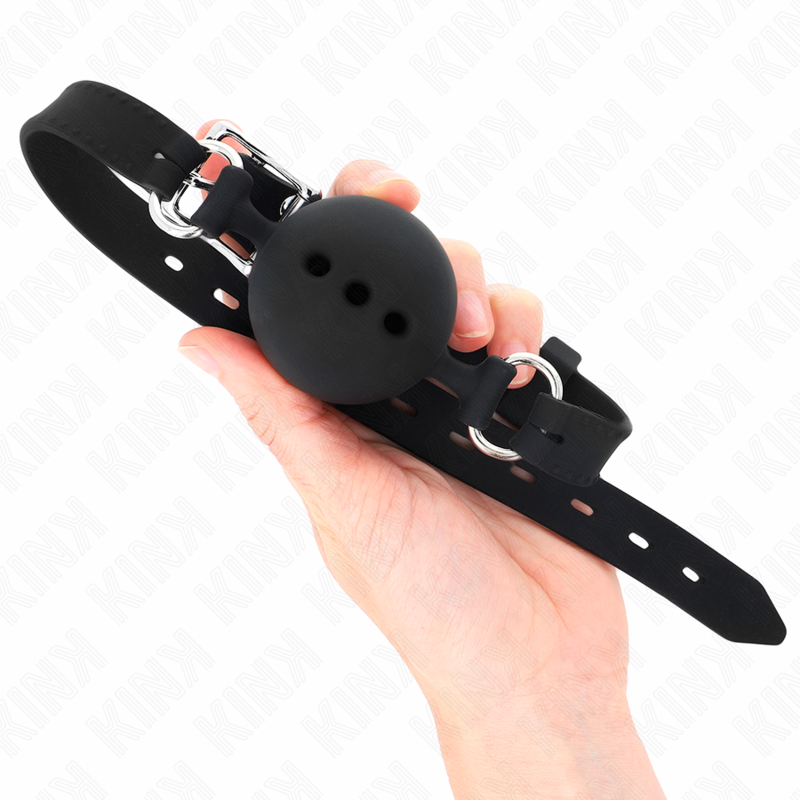 KINK - GABARD EN SILICONE 100% 55 x 2 CM AVEC BOULE DE 4,5 CM TAILLE M NOIR RÉGLABLE 35-51 CM