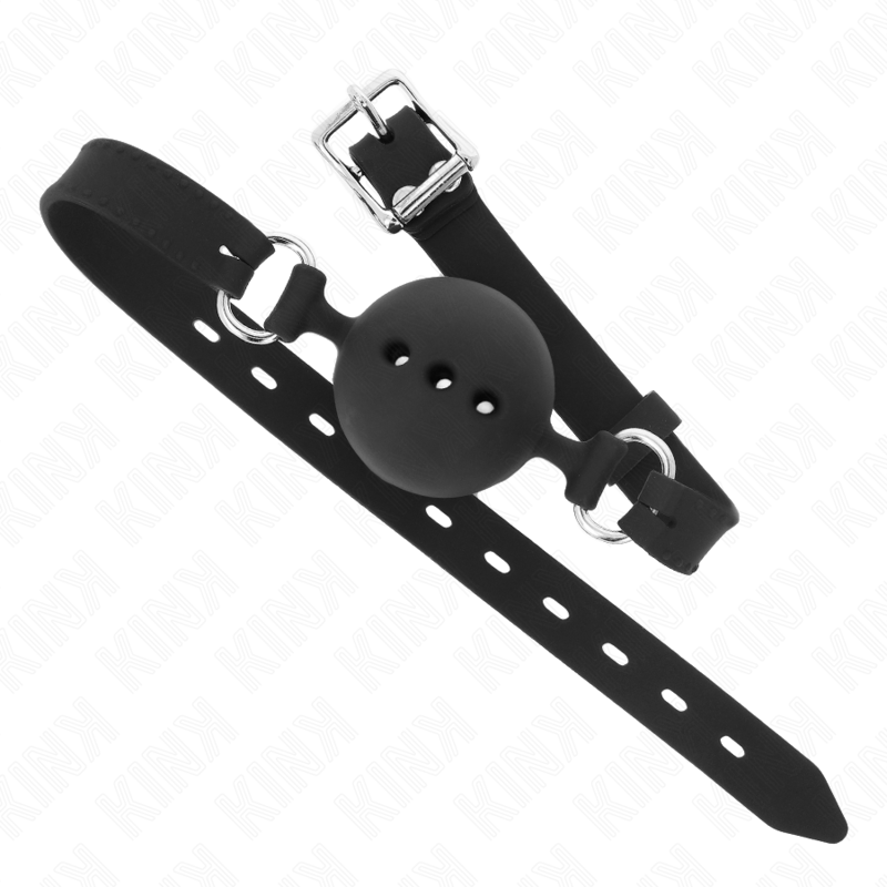 KINK - GABARD EN SILICONE 100% 55 x 2 CM AVEC BOULE DE 4,5 CM TAILLE M NOIR RÉGLABLE 35-51 CM