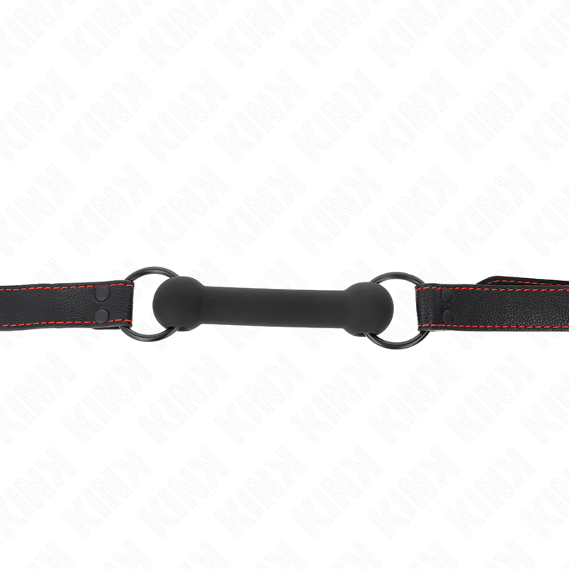 KINK - BÂILLON EN OS AVEC SANGLE RÉGLABLE EN SIMILI CUIR NOIR 41-57 CM