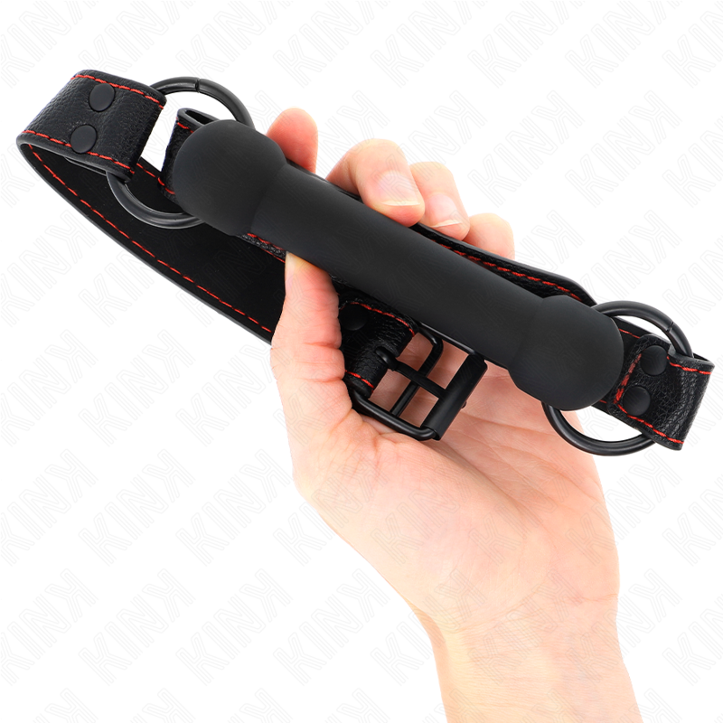 KINK - BÂILLON EN OS AVEC SANGLE RÉGLABLE EN SIMILI CUIR NOIR 41-57 CM