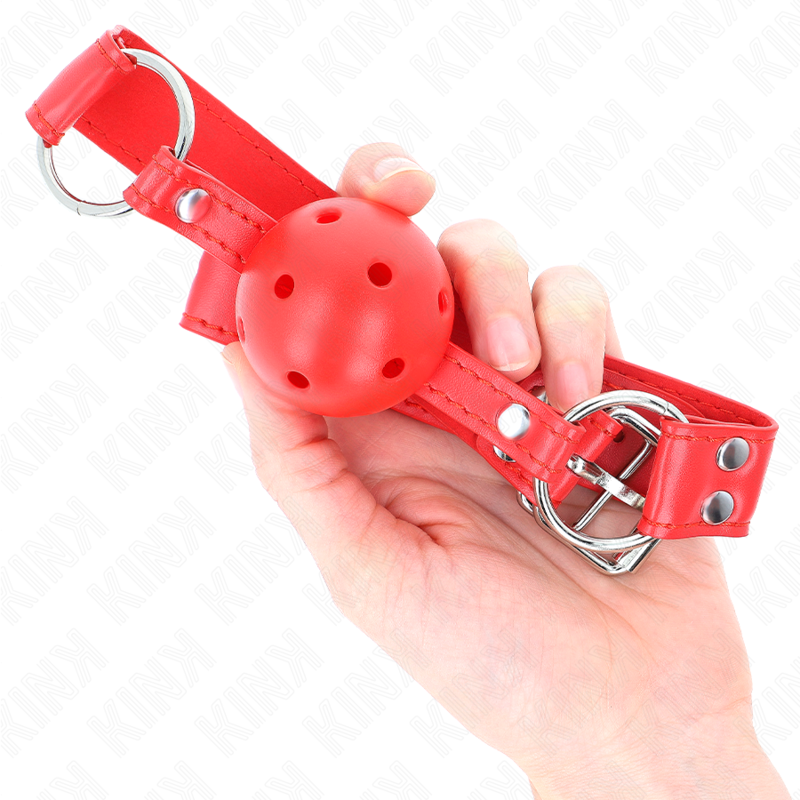 KINK - BALL GAG COMPLETE RED HARD HOLLOW 62 x 2 CM