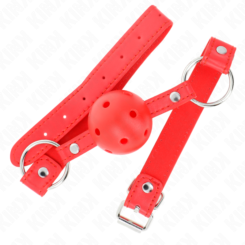 KINK - Gabard respirant à boule de 4 cm avec double rivet, modèle 1 rouge, 62,5 x 2,5 cm, ajustable de 42 à 58 cm