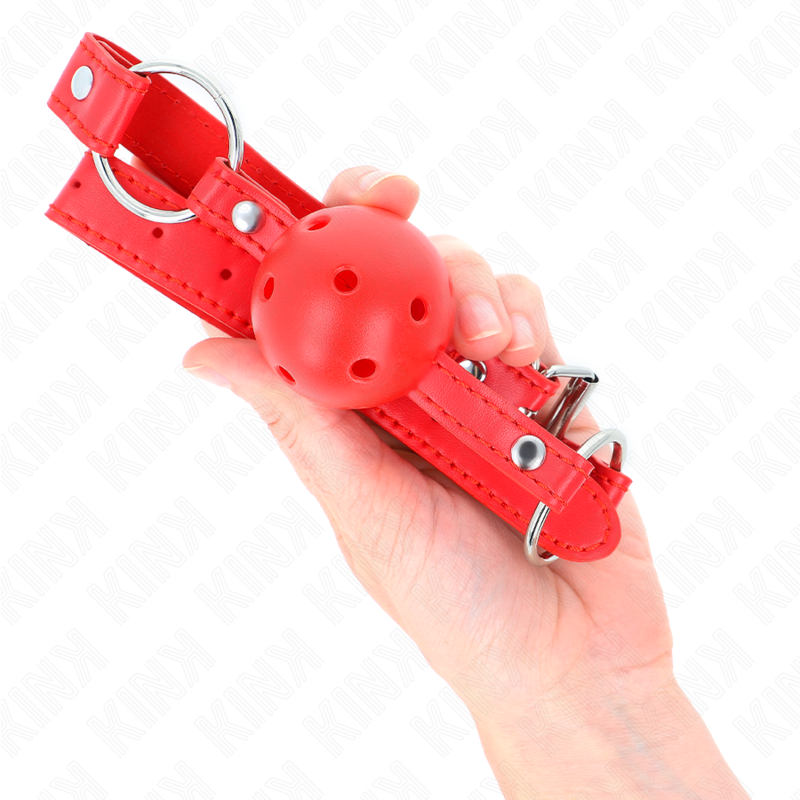 KINK - Gabard respirant à boule de 4 cm avec double rivet, modèle 1 rouge, 62,5 x 2,5 cm, ajustable de 42 à 58 cm