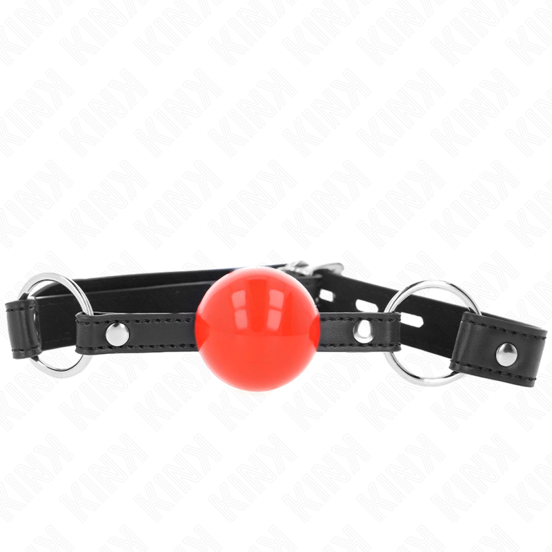 Bâillon KINK - Boule de 4 cm avec verrou, boule rouge, sangle noire, 60 x 2 cm