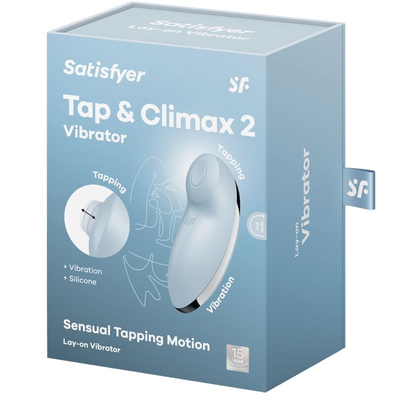 SATISFYER - TAP &amp; CLIMAX 2 VIBRATEUR ET STIMULATEUR BLEU