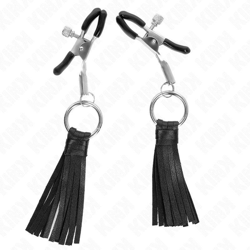 KINK - 6 CM FAUX LEATHER NIPPLE CLAMPS WITH TASSELS