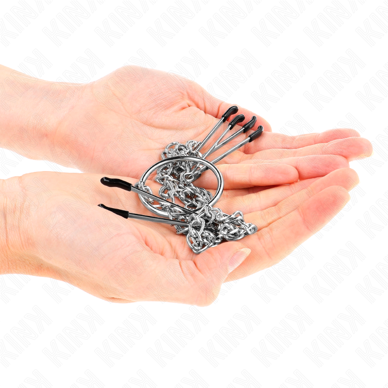 KINK - PINCES TRIPLES POUR TÉTONS ET CLITTULIERS AVEC CHAÎNE MODÈLE 1