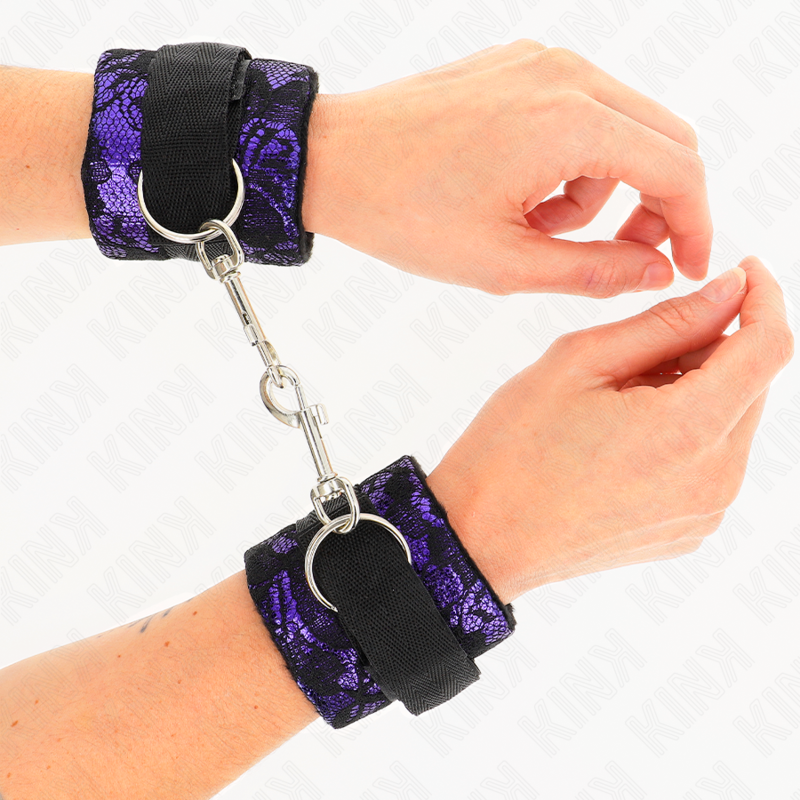 KINK - Bracelet court résistant en dentelle de velours et bracelet en nylon violet/noir 23 x 6,5 cm