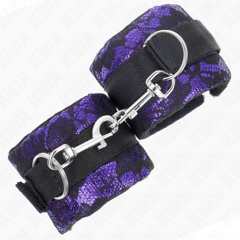 KINK - Bracelet court résistant en dentelle de velours et bracelet en nylon violet/noir 23 x 6,5 cm