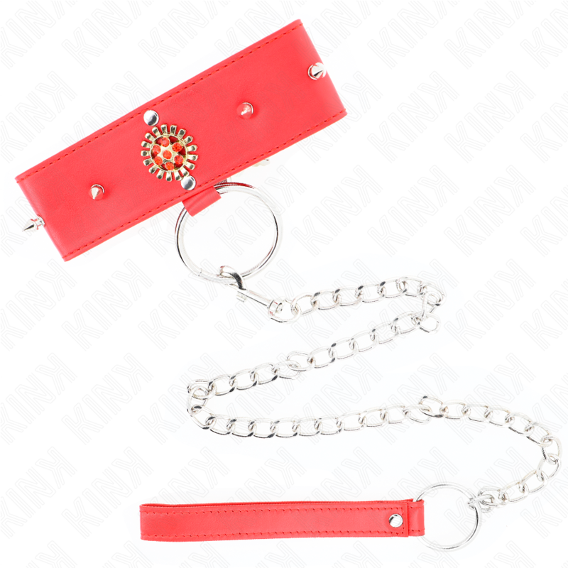 KINK - COLLIER DIAMANT ROUGE AVEC CEINTURE 65 CM RÉGLABLE 35-51 CM X 7 CM