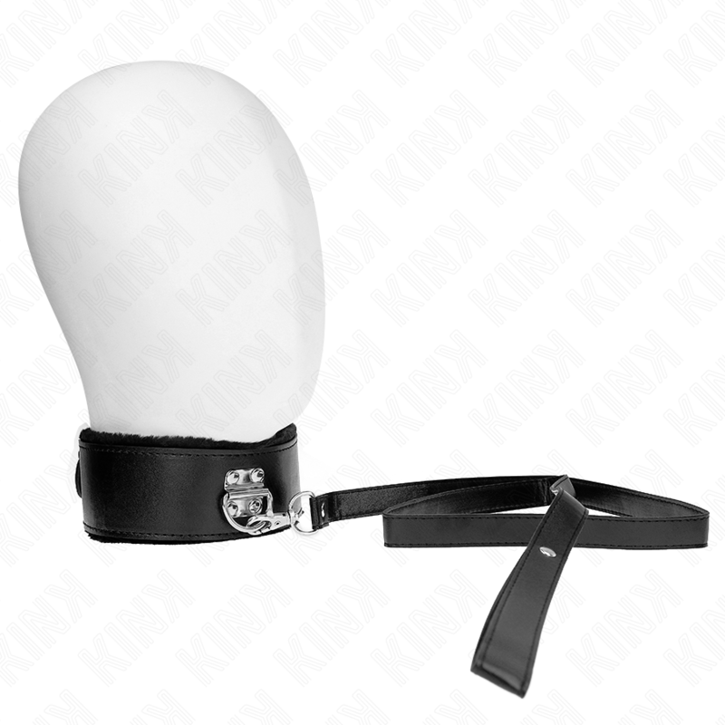 KINK - Collier laisse clouté argenté de 116 cm, modèle 4, noir, ajustable 40-48 cm x 6 cm