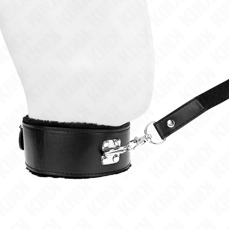 KINK - Collier laisse clouté argenté de 116 cm, modèle 4, noir, ajustable 40-48 cm x 6 cm