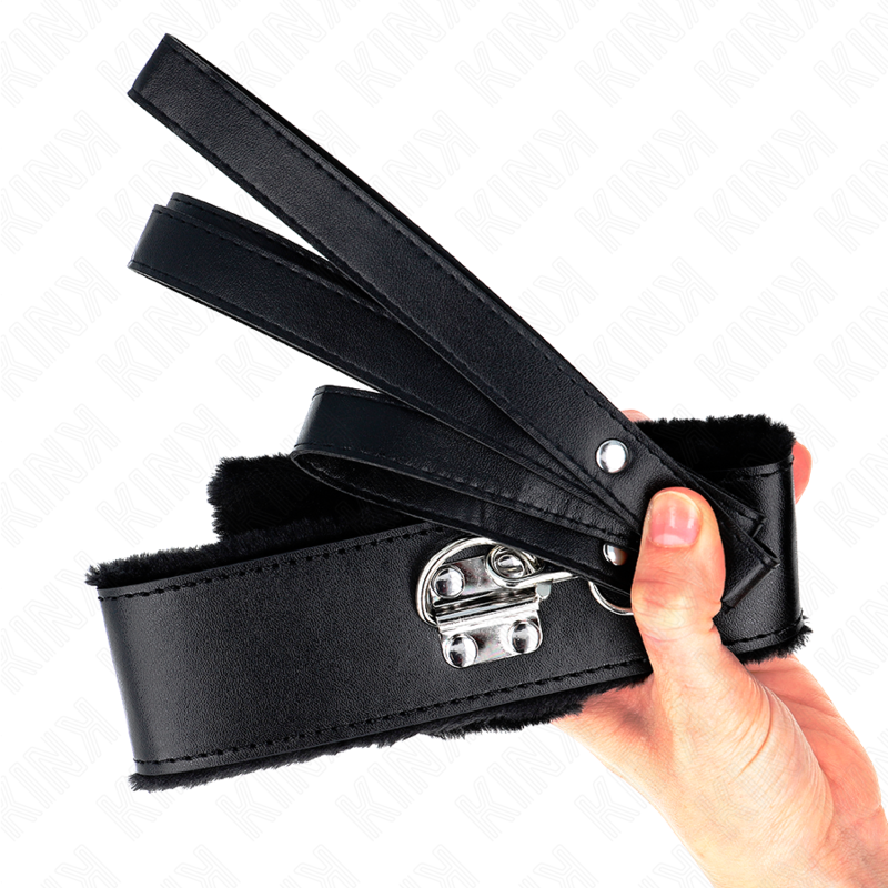 KINK - Collier laisse clouté argenté de 116 cm, modèle 4, noir, ajustable 40-48 cm x 6 cm