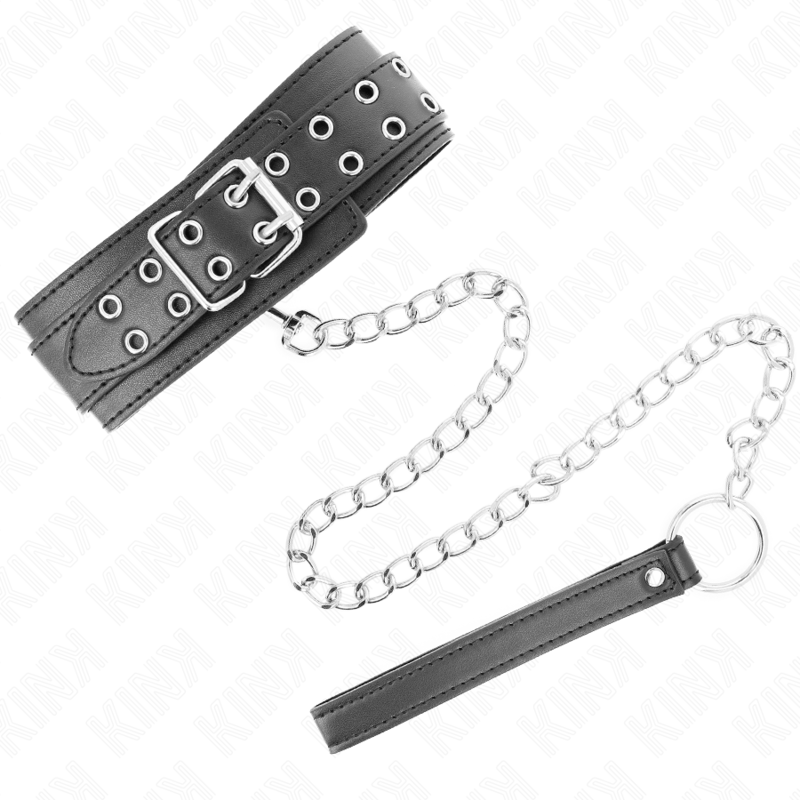 KINK - COLLIER AVEC LARGEUR DE 65 CM, BOUCLES ARGENTÉES RÉGLABLES 33-46 CM X 5,5 CM