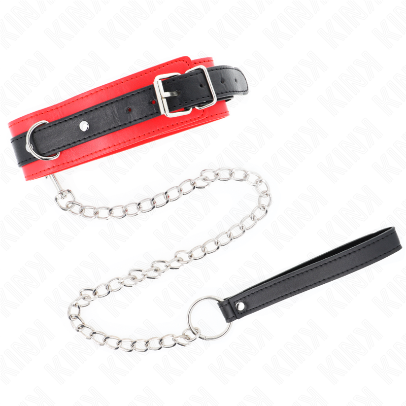 KINK - COLLIER MODÈLE BASIQUE AVEC LAISSE 65 CM MODÈLE 3 ROUGE 53 X 5 CM