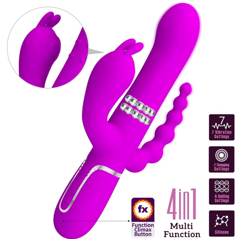 PRETTY LOVE - CAMMY 4-IN-1 MULTIFUNCTIONAL TRIPLE VIBRATOR PINK