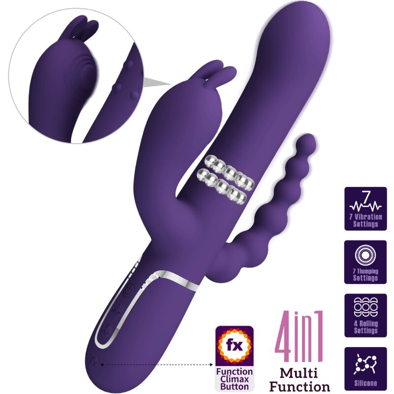 JOLI AMOUR - CAMMY VIBRATEUR TRIPLE MULTIFONCTIONNEL 4 EN 1 VIOLET