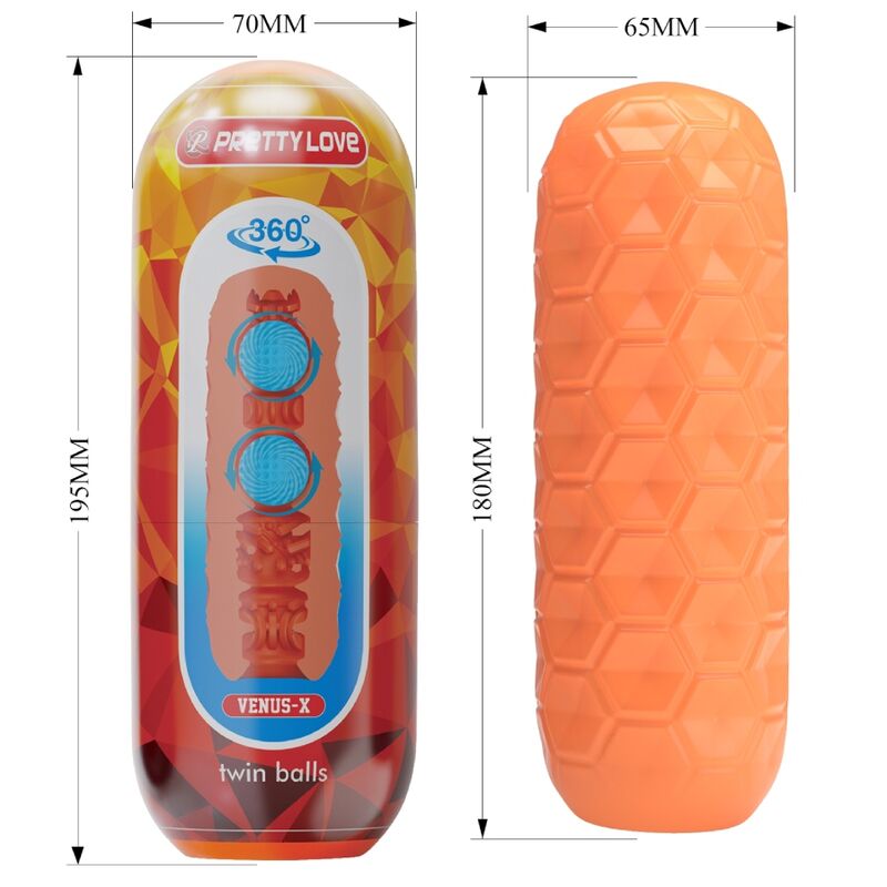 PRETTY LOVE - ORANGE TWIN MALE MASTURBATOR