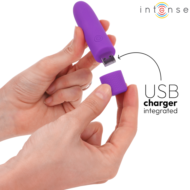INTENSE - SYMONE VIBRANT BALLE RECHARGEABLE USB 8 VIBRATIONS VIOLET 10 X 2,2 CM
