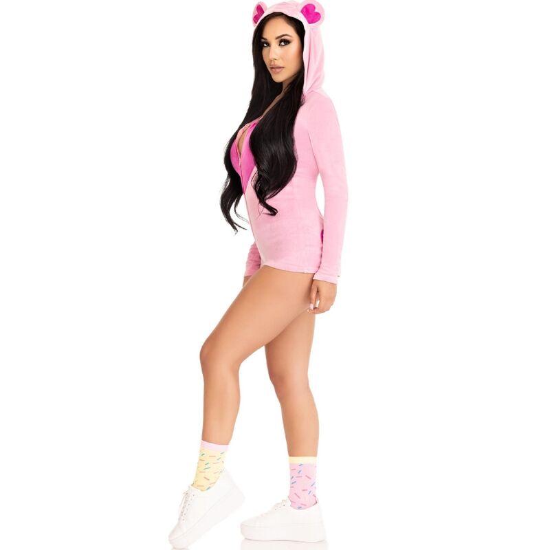 LEG AVENUE - PINK TEDDY BEAR VELVET BODYSUIT S