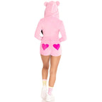 LEG AVENUE - PINK TEDDY BEAR VELVET BODYSUIT S