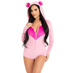 LEG AVENUE - PINK TEDDY BEAR VELVET BODYSUIT S